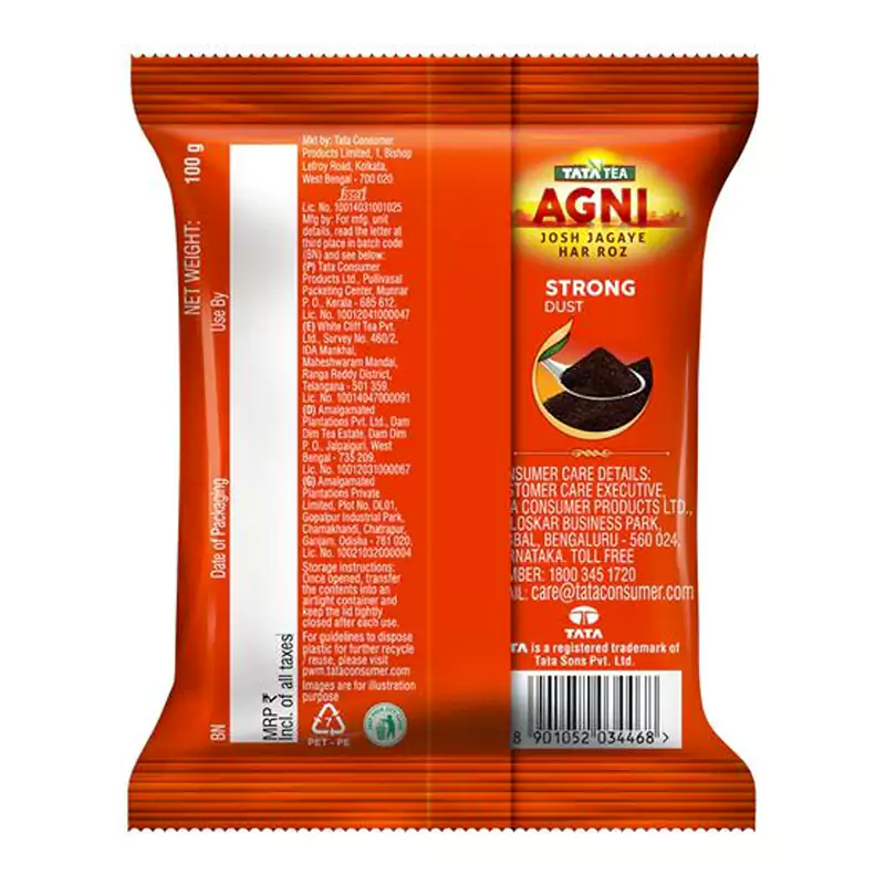 Tata Tea Agni Strong Dust Tea - 10percent Extra Long Leaves, 100 g-2.webp